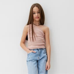 Майка-топ для девочки MINAKU: Basic Line KIDS, цвет пудровый, рост 128 см