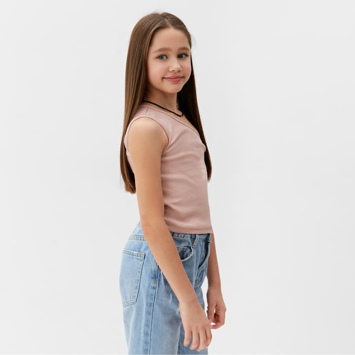 Майка-топ для девочки MINAKU: Basic Line KIDS, цвет пудровый, рост 128 см