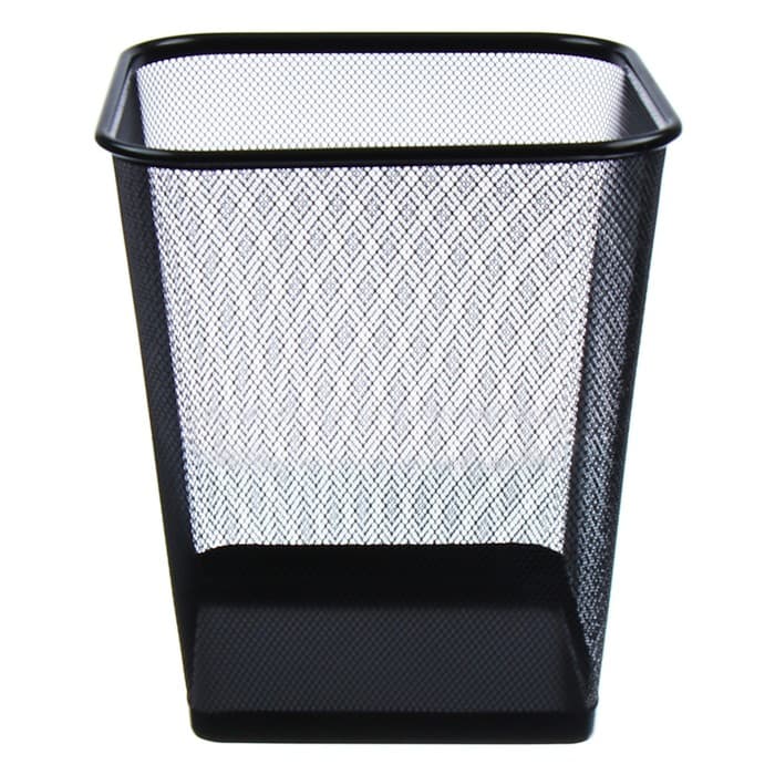 Корзина для бумаг, сетка, металл, квадратная, черная, 17 л
