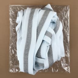 Тесьма трикотажная лампас 40 мм, 9.1 ± 0.5 м, цвет белый/серебряный