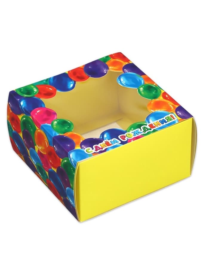 Коробка подарочная складная с пластиковым окном, упаковка, «С днём рождения!», 14×14×8 см