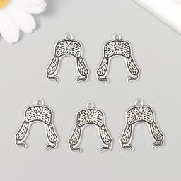 Металлический элемент, декоративная подвеска «Арт Узор. Шапка ушанка со звездой», 2.4×2.6 см