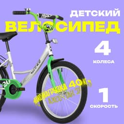 Велосипед детский Novatrack VECTOR, диаметр колёс 20", со съёмными колёсами, серебристый