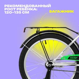 Велосипед детский Novatrack VECTOR, диаметр колёс 20", со съёмными колёсами, серебристый