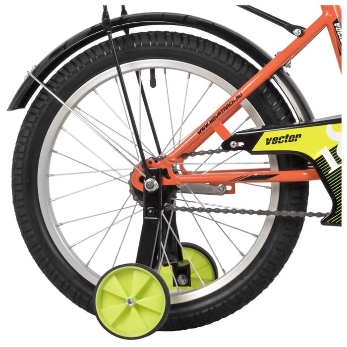 Велосипед детский Novatrack VECTOR, диаметр колёс 18", со съёмными колёсами, оранжевый