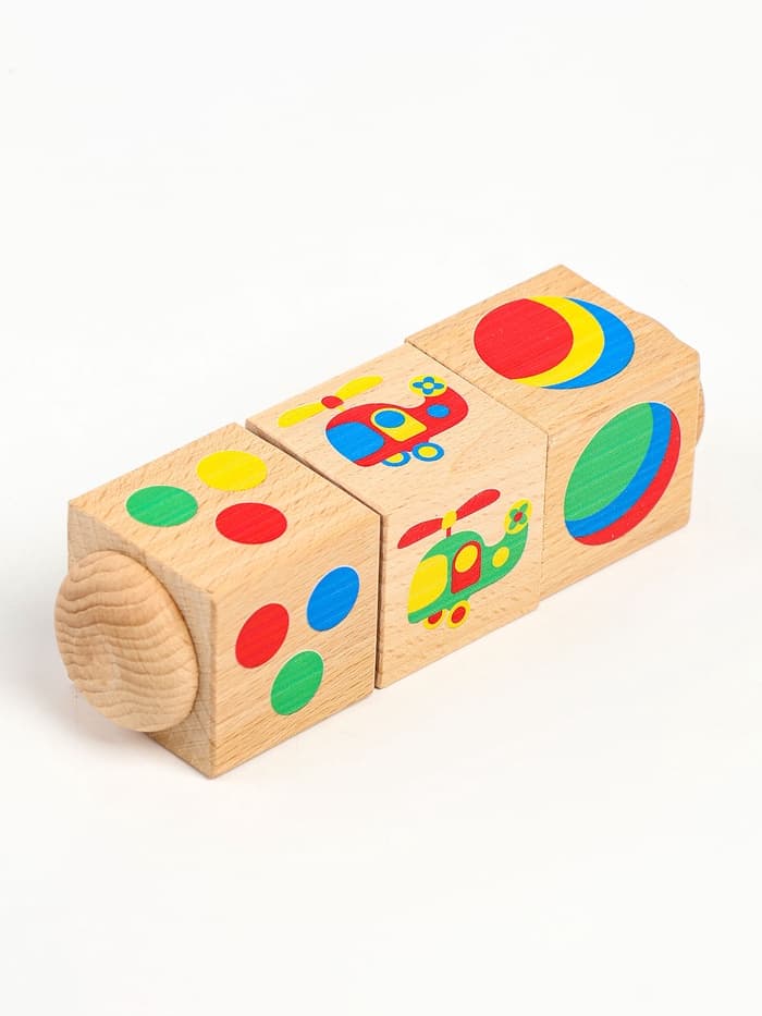 Кубики деревянные Десятое Королевство «Цвет», на оси, 3 кубика