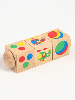 Кубики деревянные Десятое Королевство «Цвет», на оси, 3 кубика