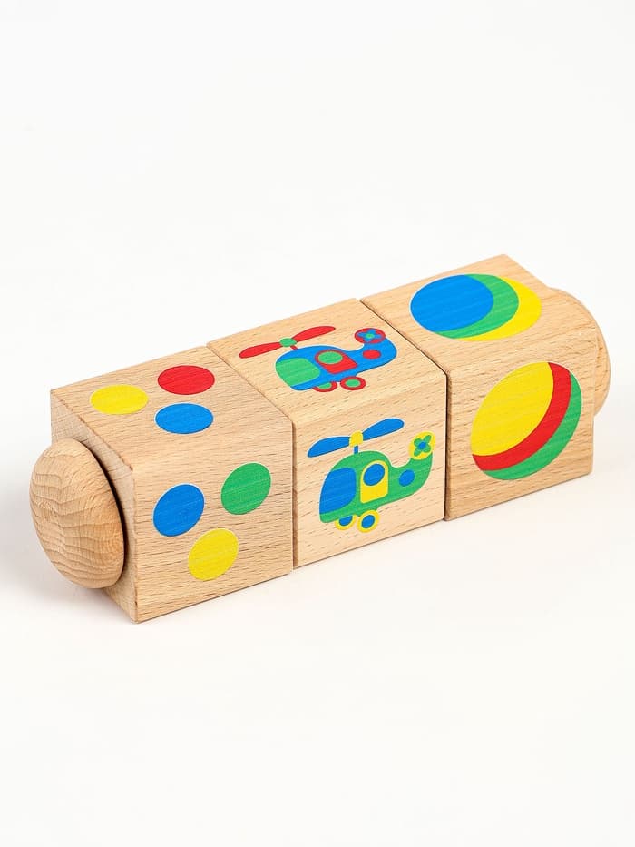 Кубики деревянные Десятое Королевство «Цвет», на оси, 3 кубика