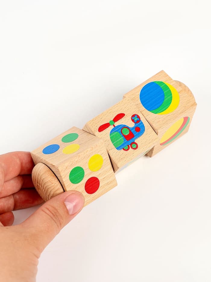 Кубики деревянные Десятое Королевство «Цвет», на оси, 3 кубика