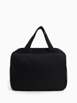 Косметичка-сумочка на молнии с сеткой, с ручками, с вышивкой, чёрная