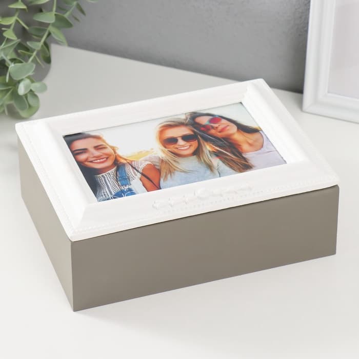 Шкатулка для украшений с фоторамкой 10×15 см «Классика», дерево, 20×15×7.5 см