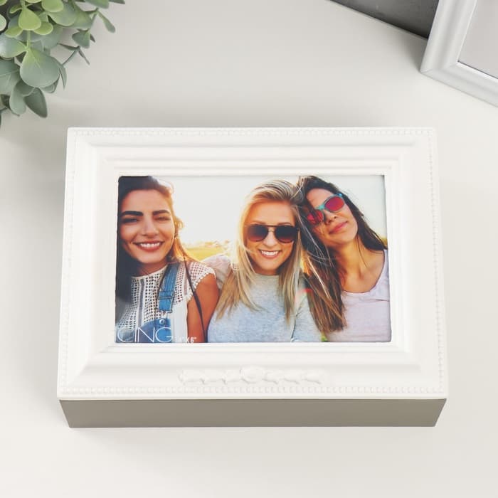 Шкатулка для украшений с фоторамкой 10×15 см «Классика», дерево, 20×15×7.5 см