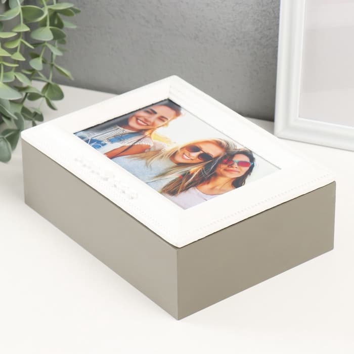 Шкатулка для украшений с фоторамкой 10×15 см «Классика», дерево, 20×15×7.5 см