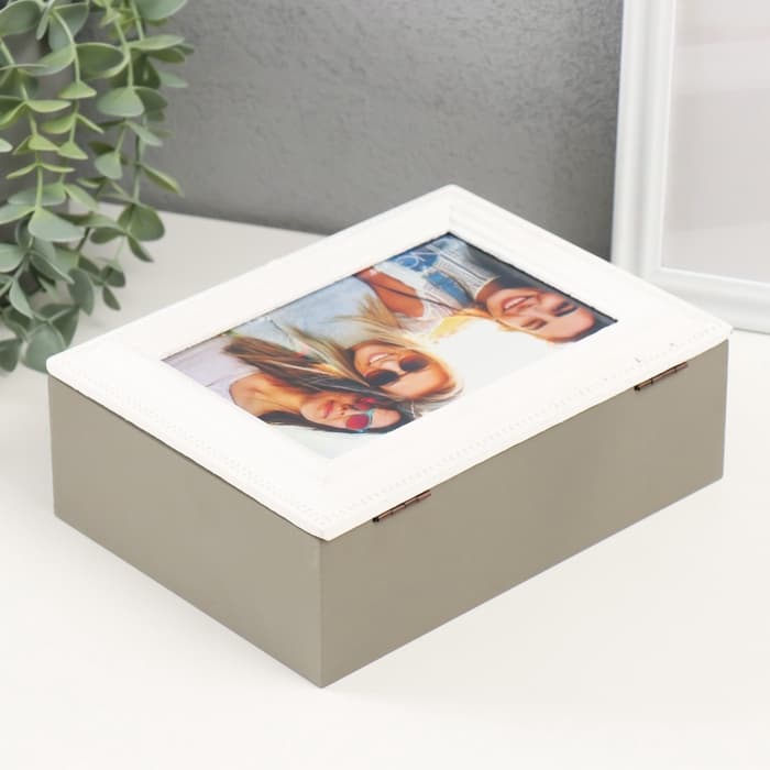 Шкатулка для украшений с фоторамкой 10×15 см «Классика», дерево, 20×15×7.5 см