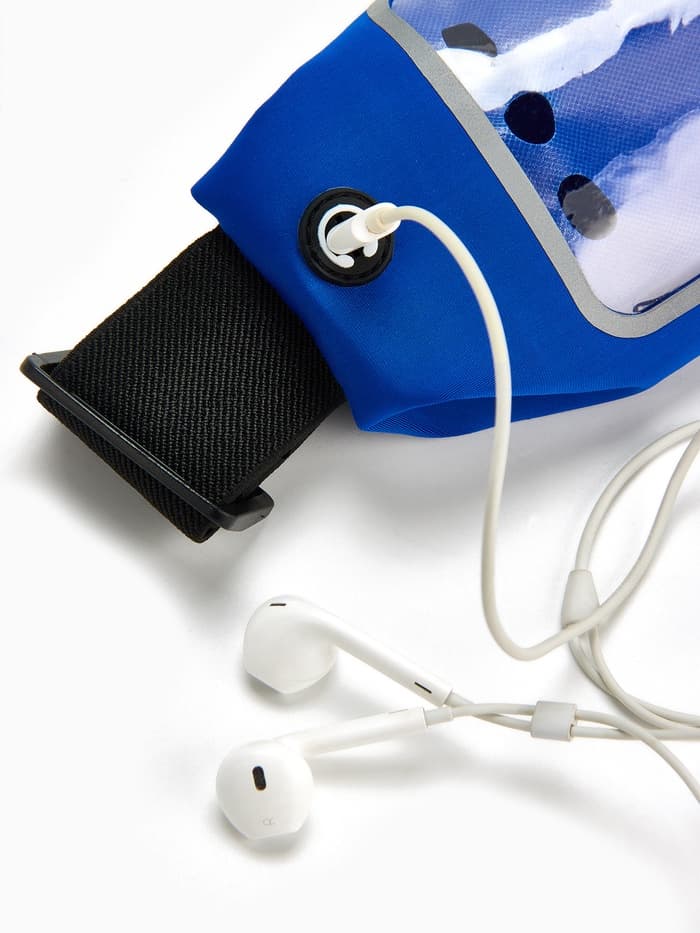 Сумка для бега на пояс, со светоотражающими элементами, прозрачный карман для телефона, 24×0.3×10 см, синяя