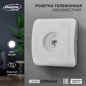 Розетка телефонная Luazon Lighting «Орион», скрытая, IP20, одноместная, белая