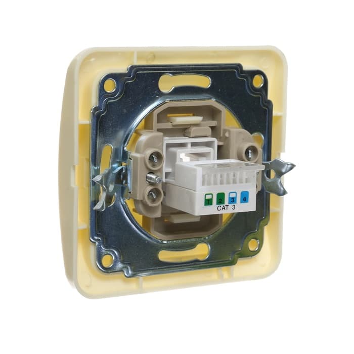 Розетка телефонная Luazon Lighting «Орион», скрытая, IP20, одноместная, бежевая