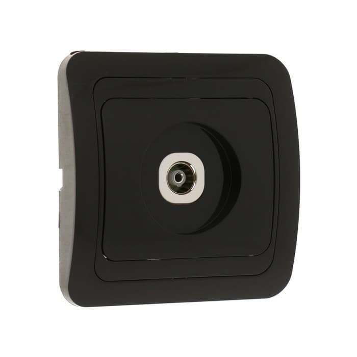 Розетка ТВ Luazon Lighting «Орион», скрытая, IP20, одноместная, чёрная