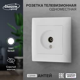 Розетка ТВ Luazon Lighting «Антей», скрытая, IP20, одноместная, белая