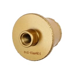 Коронка алмазная ТУНДРА, для УШМ, для отверстий под слив, по плитке, мрамору, 45/65 мм, М14