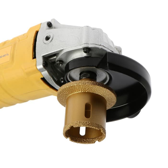 Коронка алмазная ТУНДРА, для УШМ, для отверстий под слив, по плитке, мрамору, 45/65 мм, М14