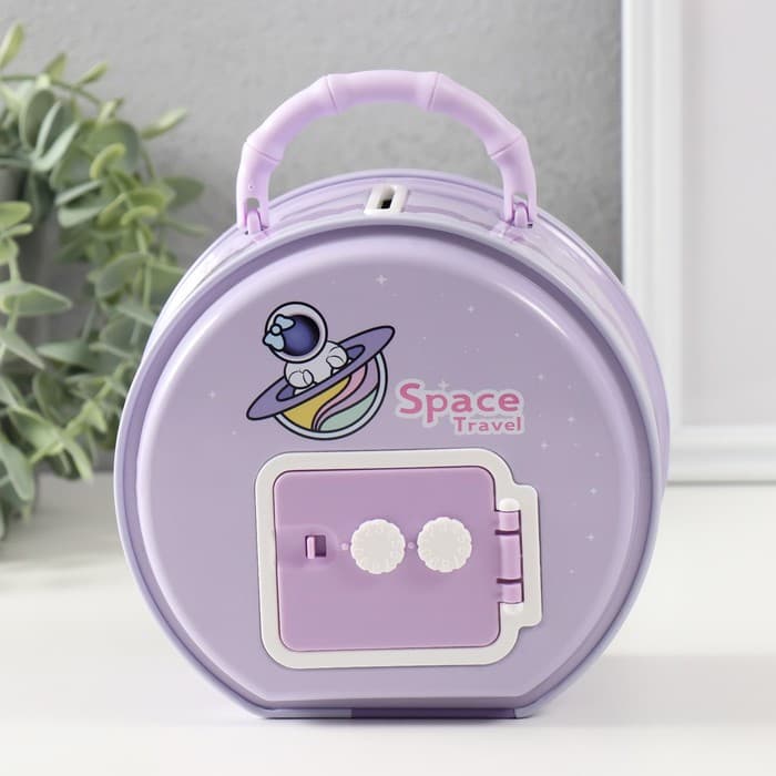 Копилка для денег с сейфовым замком «Космос», металл, 8×15×15 см, МИКС