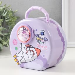 Копилка для денег с сейфовым замком «Космос», металл, 8×15×15 см, МИКС