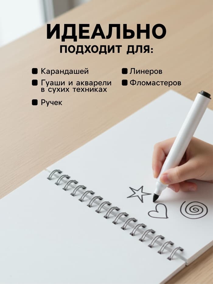 Скетчбук 21×29 см для пастели, 30 листов, жесткая обложка, плотность 130 г, МИКС