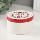 Шкатулка для украшений «Растительный венок с сердцами love you», керамика, 7.5×7.5×4.5 см