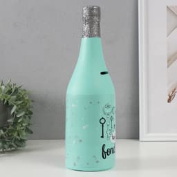 Копилка для денег «Бутылка шампанского», керамика, мятная, 9.5×9.5×30 см