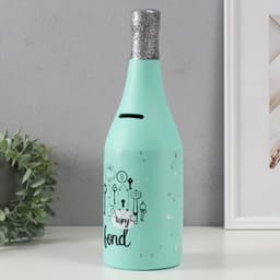 Копилка для денег «Бутылка шампанского», керамика, мятная, 9.5×9.5×30 см