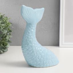 Копилка для денег «Хвост русалки», керамика, голубой перламутр, 16×9×18.8 см