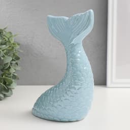 Копилка для денег «Хвост русалки», керамика, голубой перламутр, 16×9×18.8 см