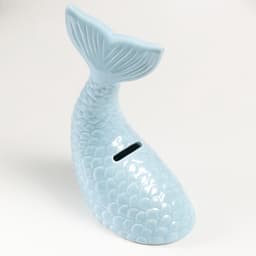 Копилка для денег «Хвост русалки», керамика, голубой перламутр, 16×9×18.8 см