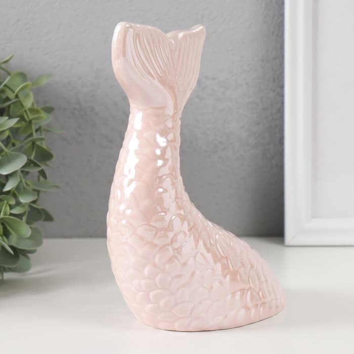 Копилка для денег «Хвост русалки», керамика, розовый перламутр, 16×9×18.8 см