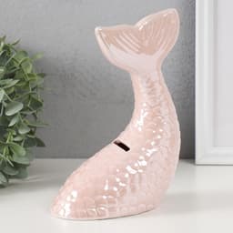 Копилка для денег «Хвост русалки», керамика, розовый перламутр, 16×9×18.8 см