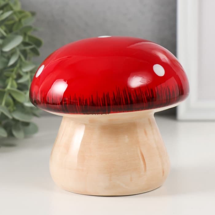 Копилка для денег «Мухоморчик», керамика, 13.3×13.3×13.3 см