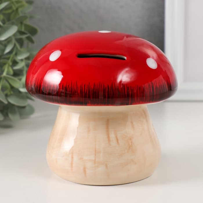 Копилка для денег «Мухоморчик», керамика, 13.3×13.3×13.3 см