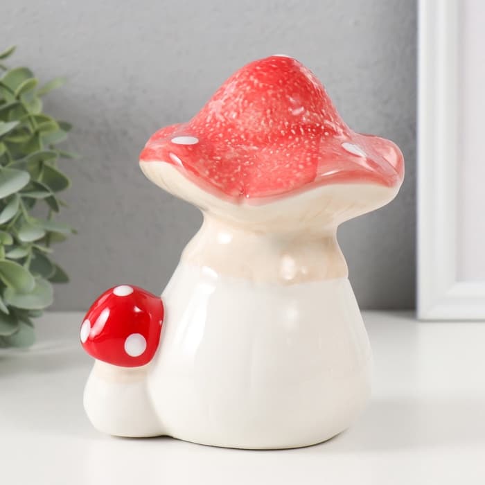 Копилка для денег «Два мухоморчика», керамика, 12×9×15.5 см
