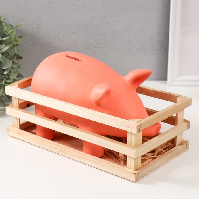 Копилка для денег «Свинка в загоне», керамика, 26×14×14.5 см