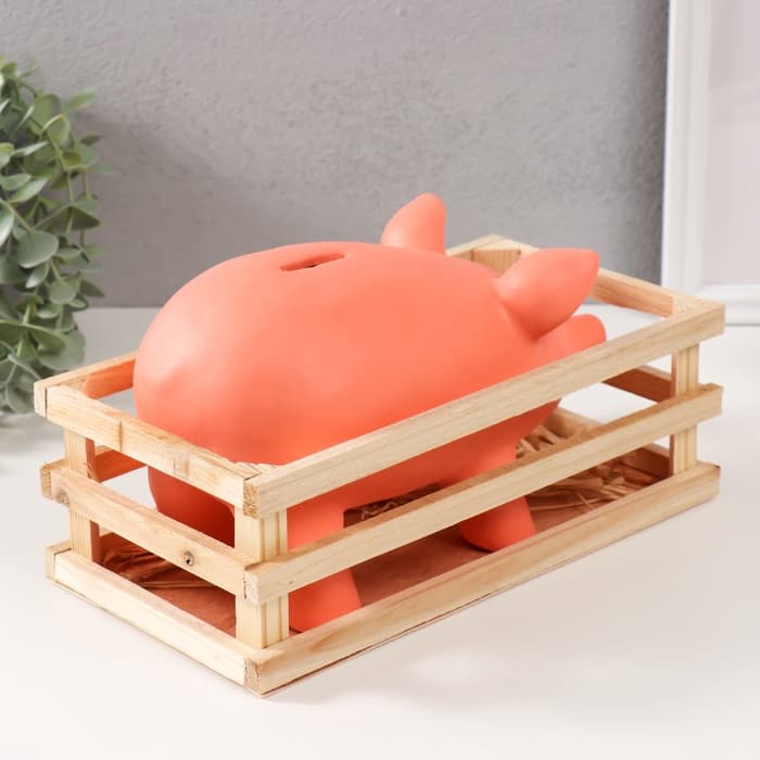Копилка для денег «Свинка в загоне», керамика, 26×14×14.5 см