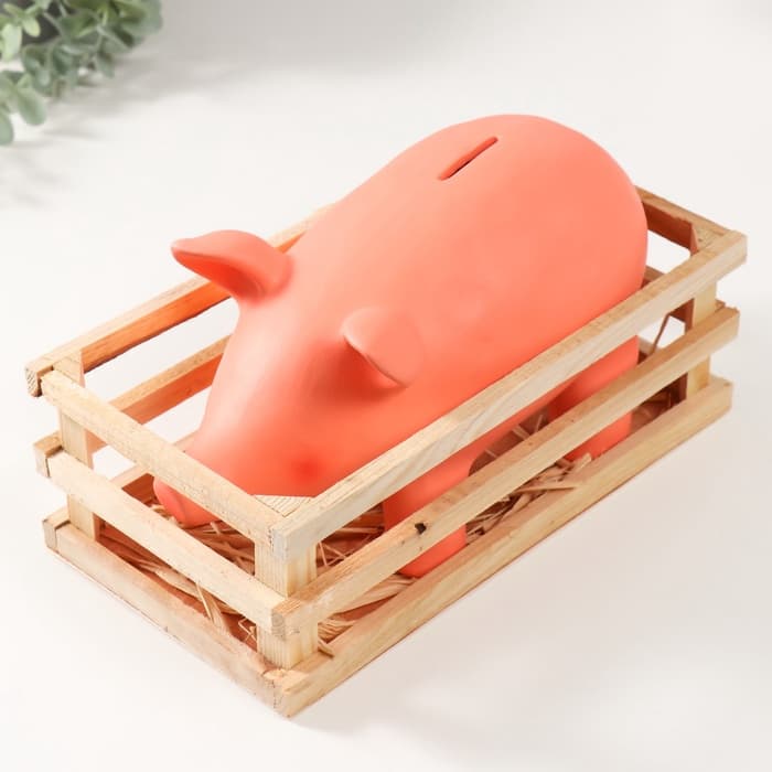 Копилка для денег «Свинка в загоне», керамика, 26×14×14.5 см