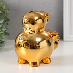 Копилка для денег «Две золотые свинки - пирамида», керамика, 12.5×8×14 см