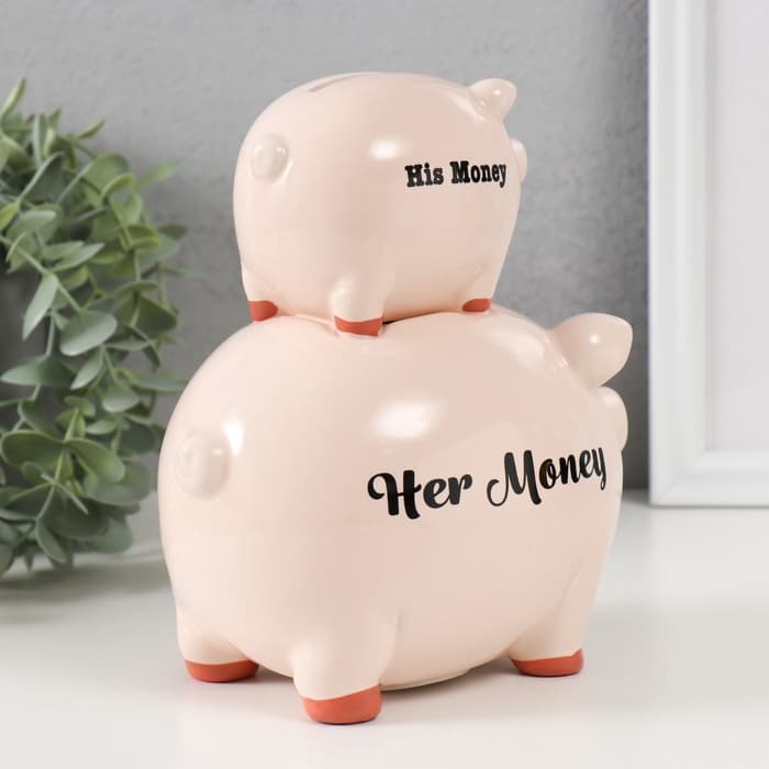 Копилка для денег «Две свинки - пирамида», керамика, 19.5×12×18.8 см