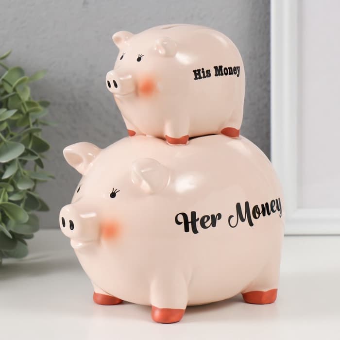 Копилка для денег «Две свинки - пирамида», керамика, 19.5×12×18.8 см