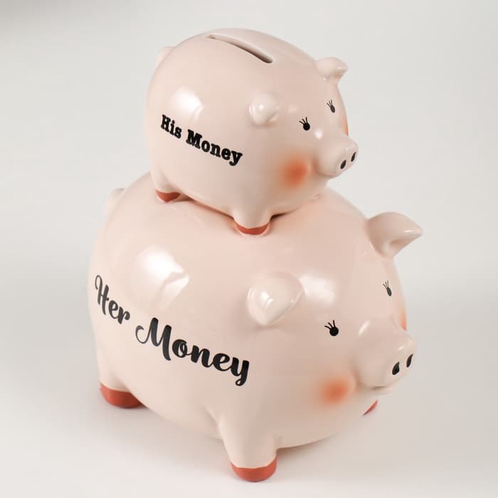 Копилка для денег «Две свинки - пирамида», керамика, 19.5×12×18.8 см