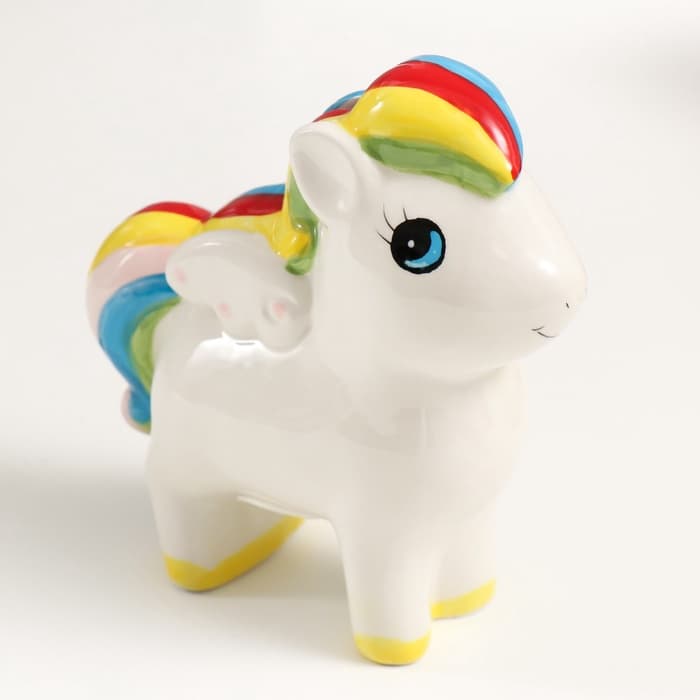 Копилка для денег «Лошадка с крыльями и яркой гривой», керамика, 13×6.5×16 см
