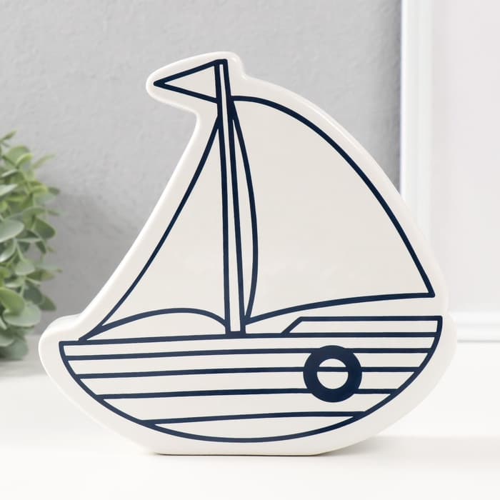 Копилка для денег «Парусник», керамика, белый, 20×5.2×19.5 см