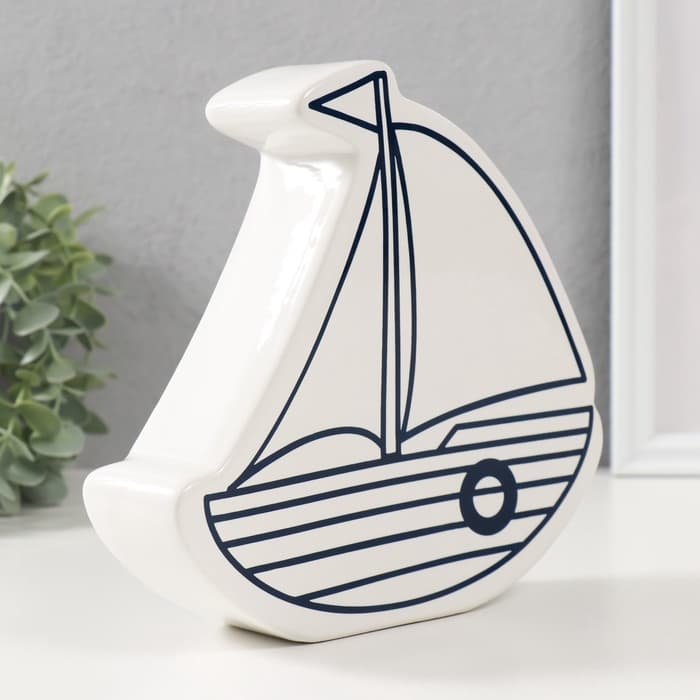Копилка для денег «Парусник», керамика, белый, 20×5.2×19.5 см