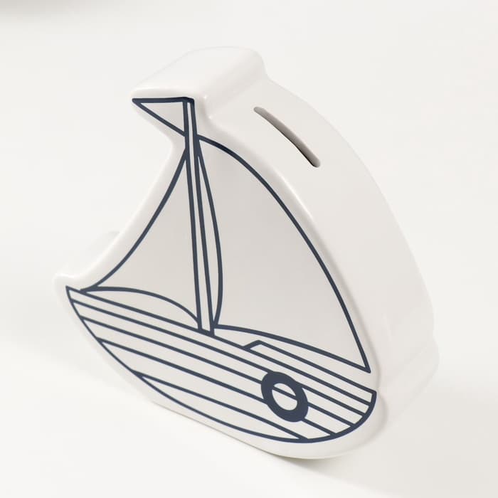 Копилка для денег «Парусник», керамика, белый, 20×5.2×19.5 см